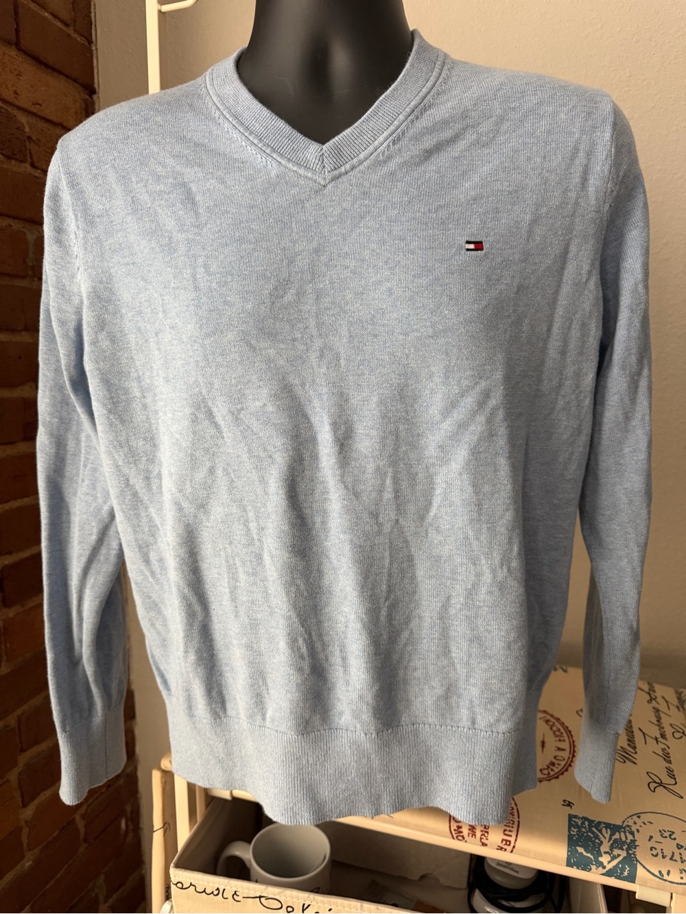 Tommy Hilfiger Pale Blue V-Neck Men’s Sweater